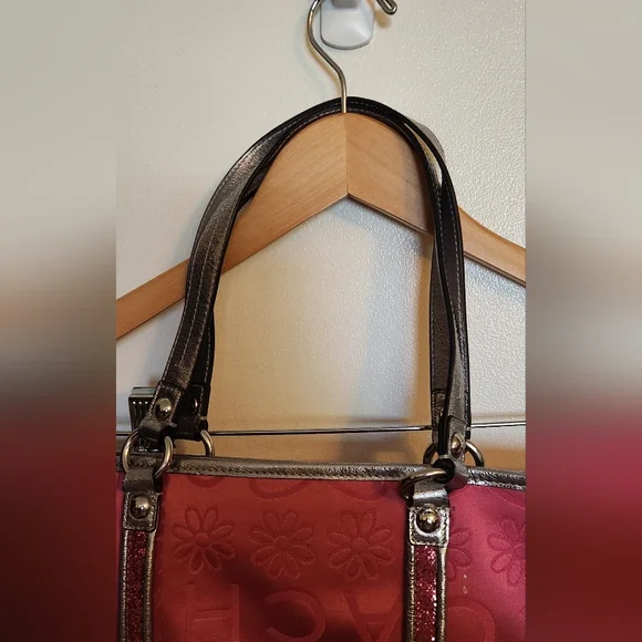 Coach Bag PURSE Glitter Graffiti Pink& Silver - Picture 4 of 8